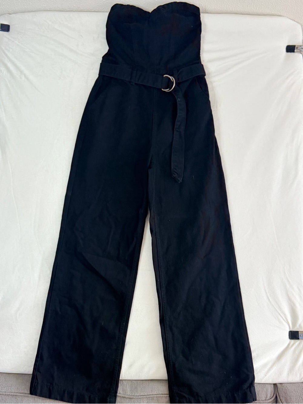 Nasty Gal Strapless Black Wide-Leg Jumpsuit with D-Ring Belt - Picture 1 of 4